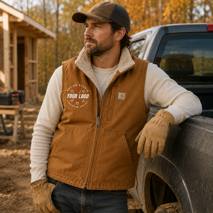 Custom Carhartt Sherpa-Lined Vest with Logo – Mock Neck Workwear Vest