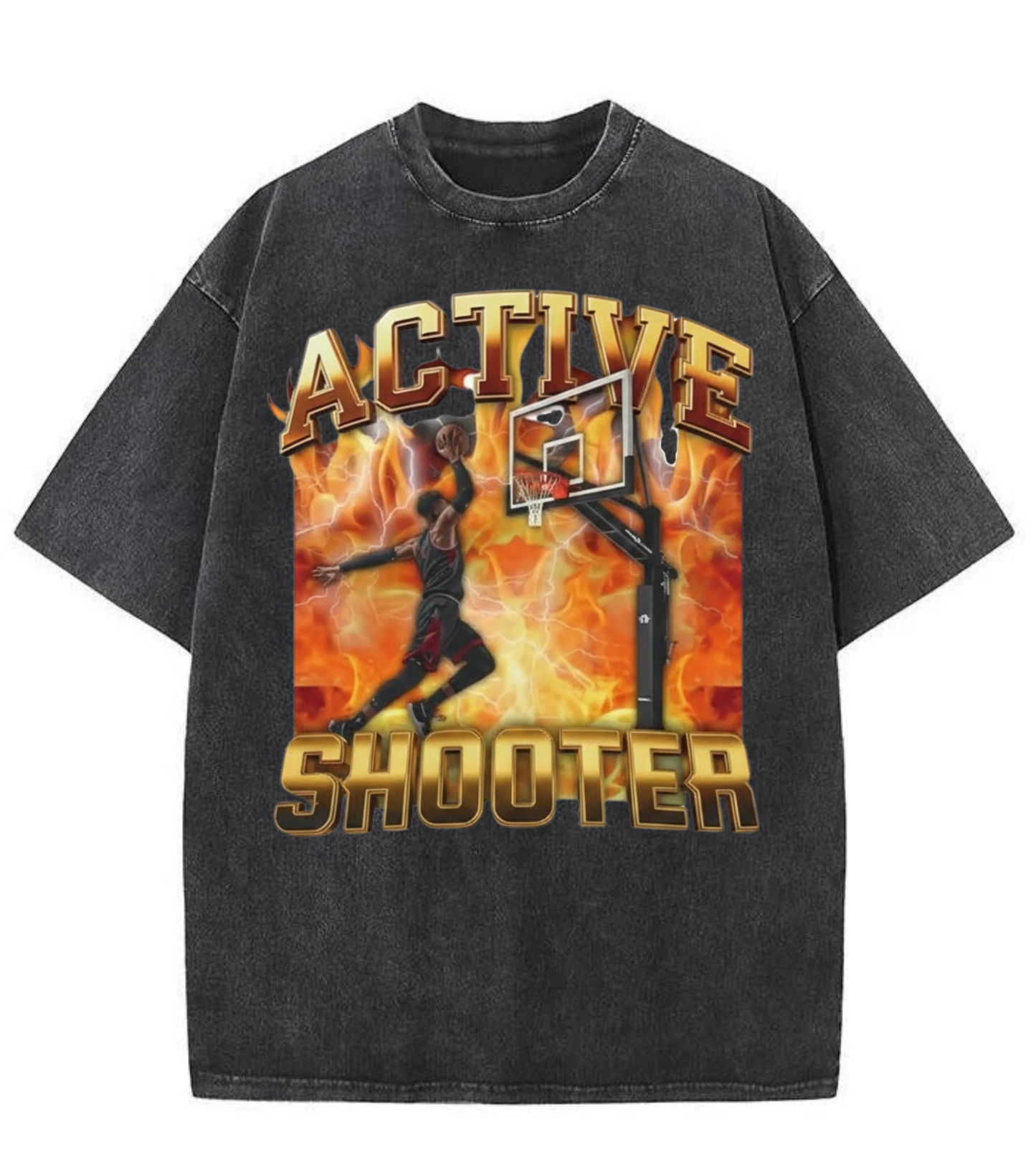 Washed Basketball Shooter Streetwear Tee