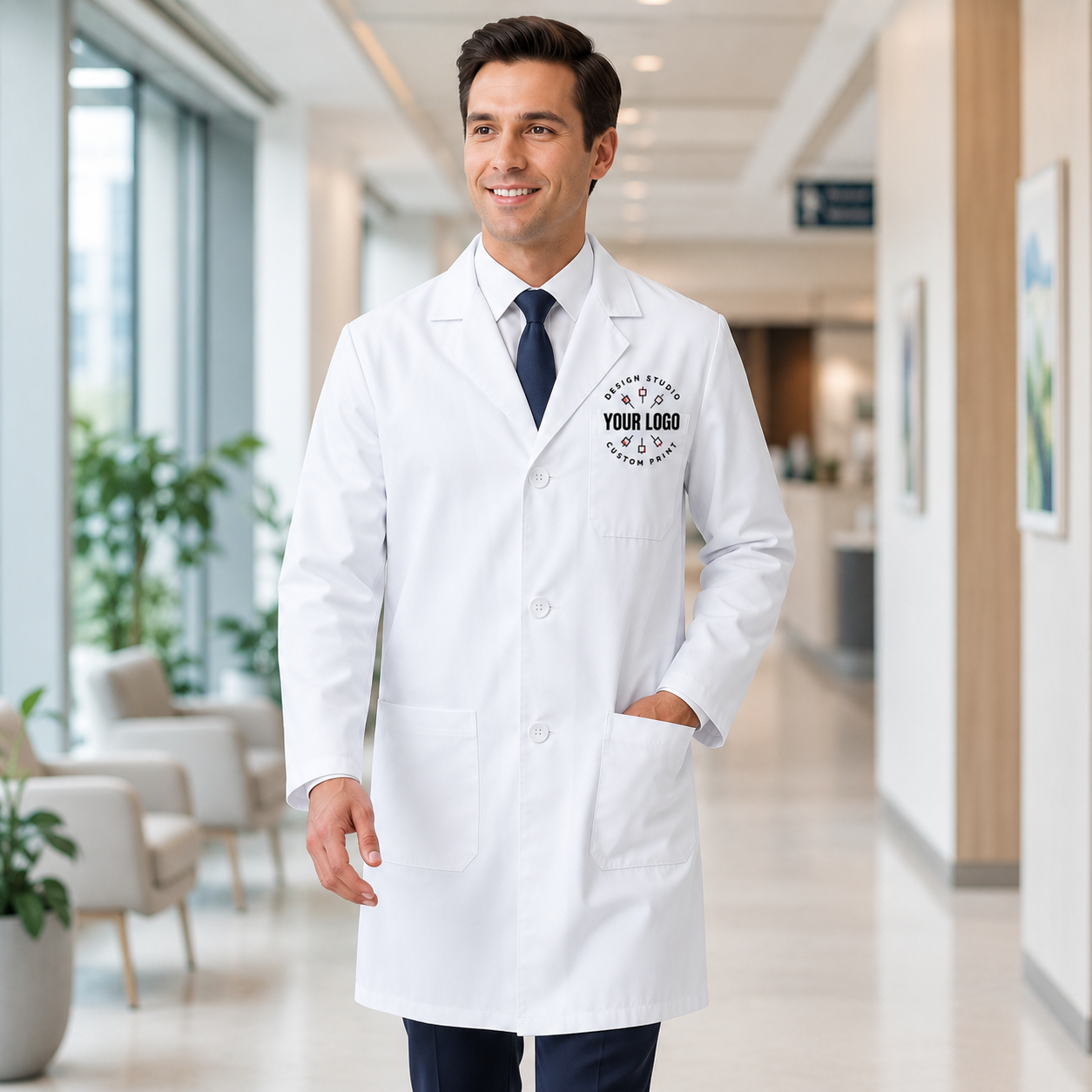 White Lab Coat with Name – Personalized Medical Coat for Doctors & Clinics