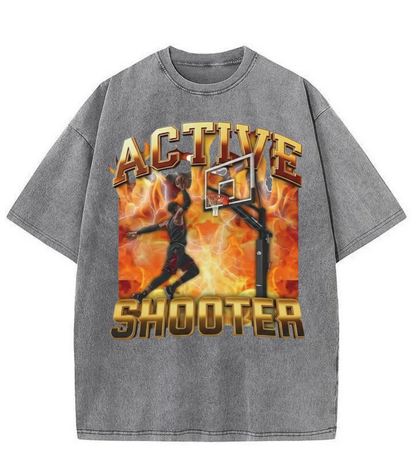 Washed Basketball Shooter Streetwear Tee