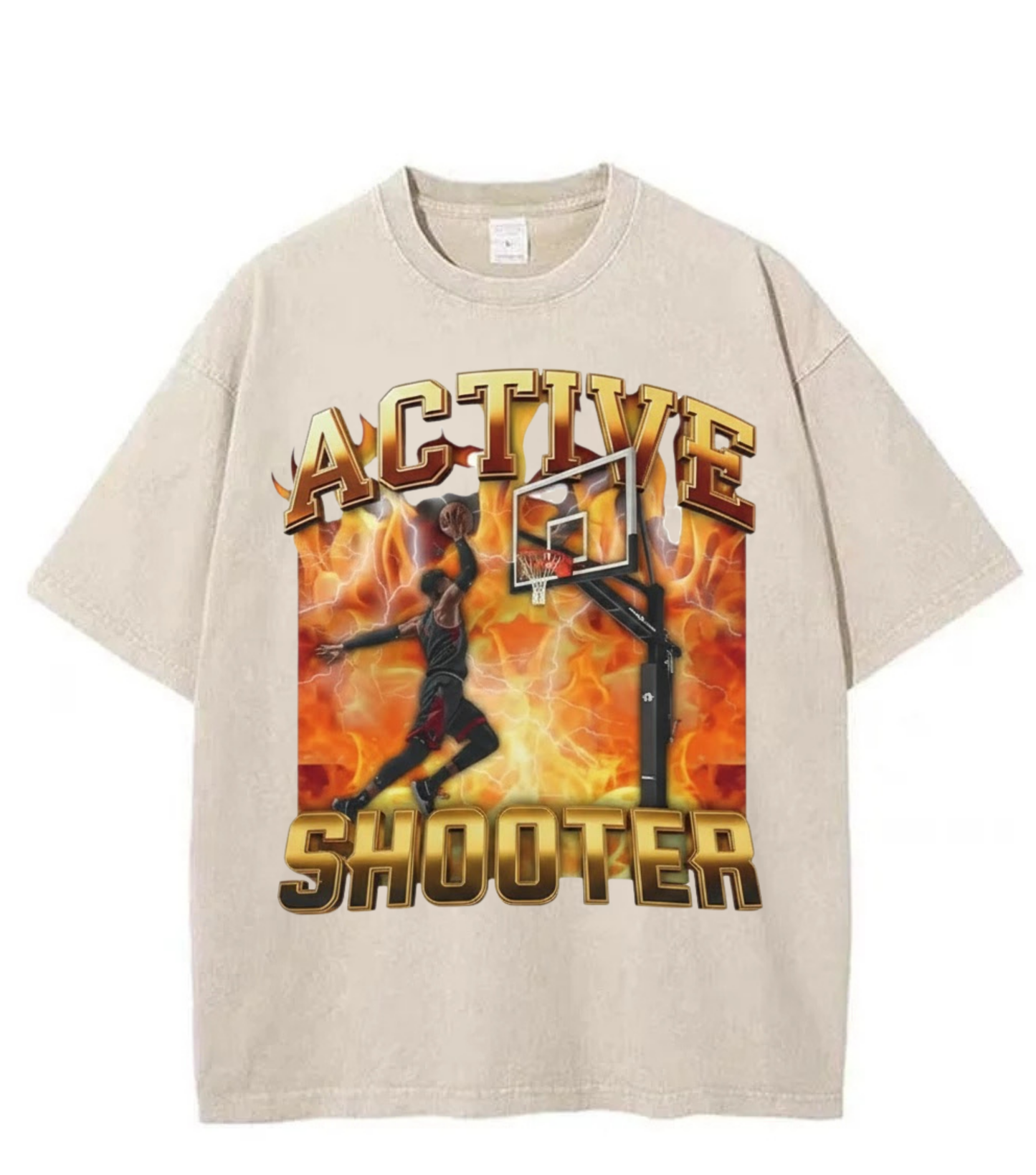 Washed Basketball Shooter Streetwear Tee