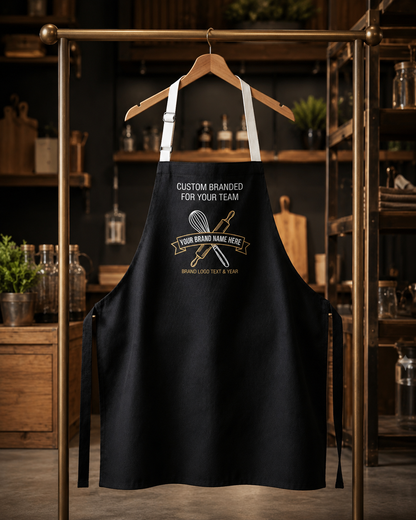Custom Black Chef Apron – Personalized Poly Oxford Kitchen Apron