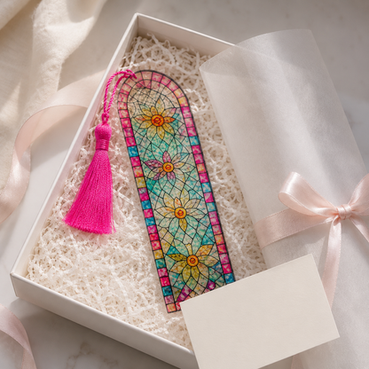 Stained Glass Floral Acrylic Suncatcher Bookmark