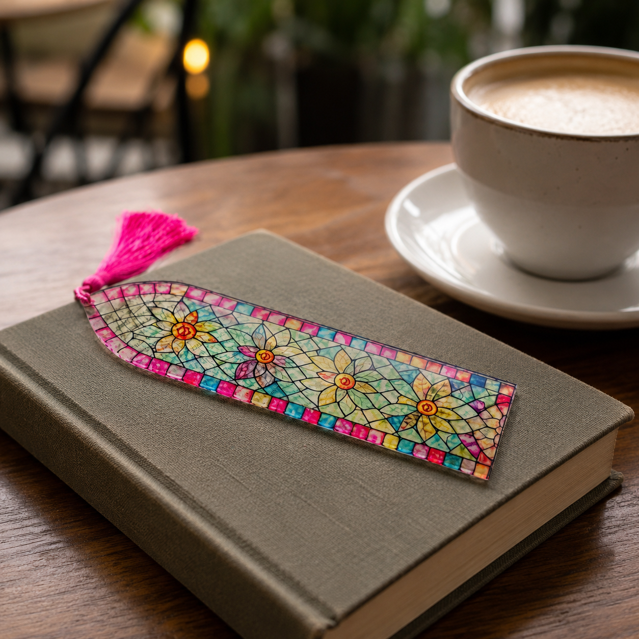 Stained Glass Floral Acrylic Suncatcher Bookmark