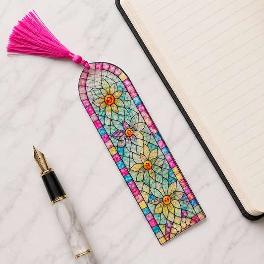 Stained Glass Floral Acrylic Suncatcher Bookmark