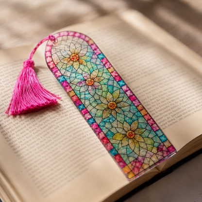 Stained Glass Floral Acrylic Suncatcher Bookmark