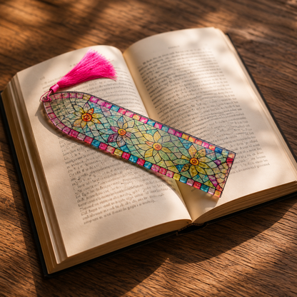 Stained Glass Floral Acrylic Suncatcher Bookmark