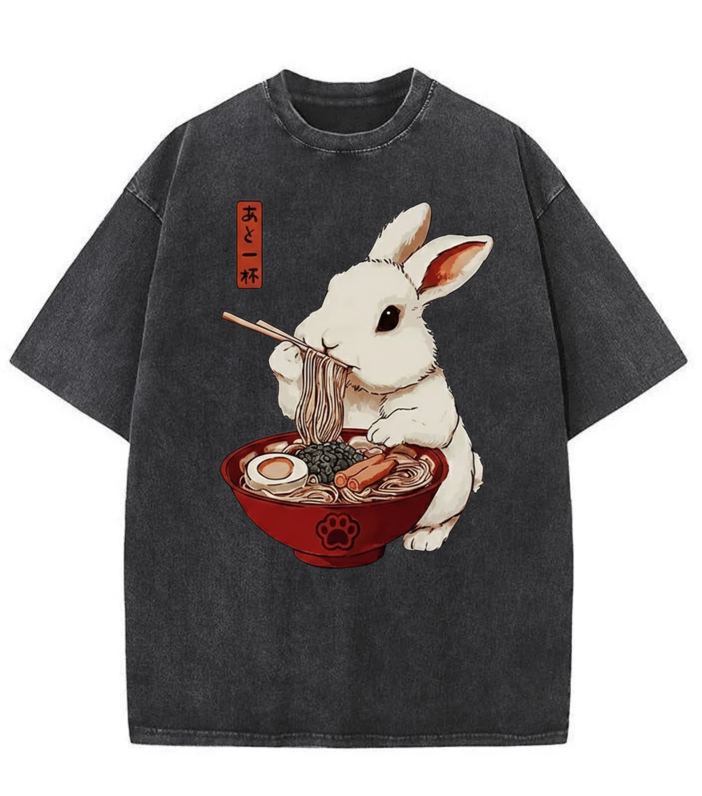 Washed Bunny Ramen Streetwear Tee