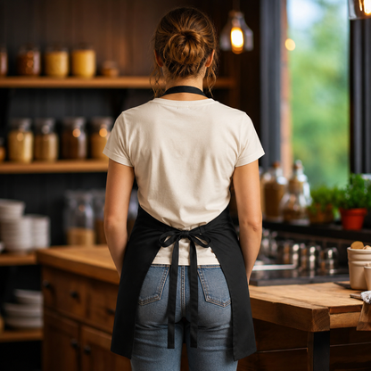 Personalized Bib Apron – Logo Kitchen Apron for Restaurant & Cafe Staff
