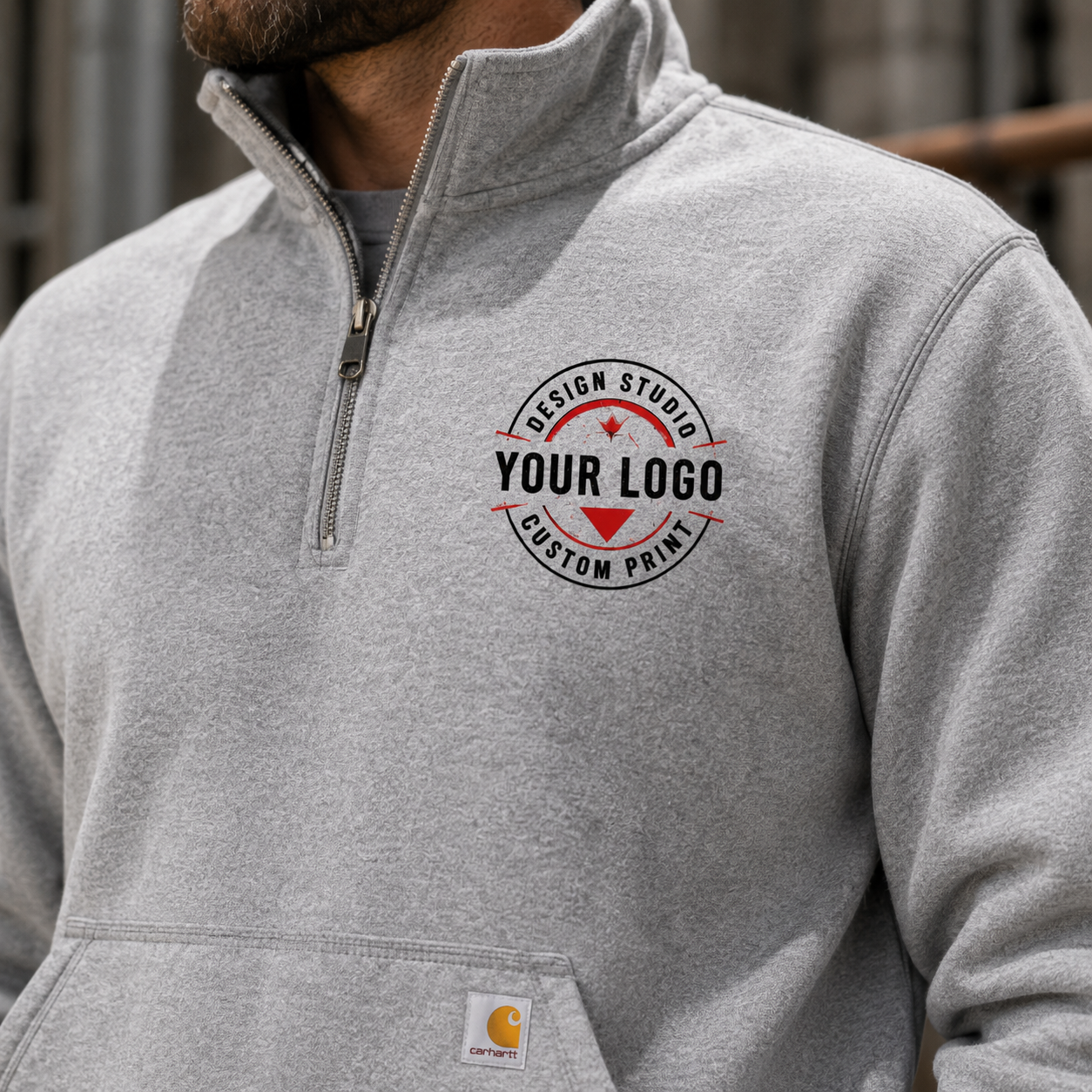 Custom Carhartt 1/4-Zip Sweatshirt with Logo – Midweight Mock Neck Workwear Pullover