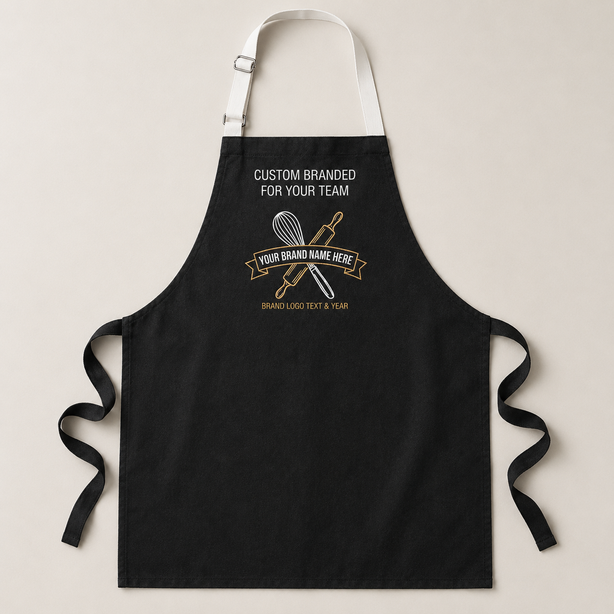 Custom Black Chef Apron – Personalized Poly Oxford Kitchen Apron