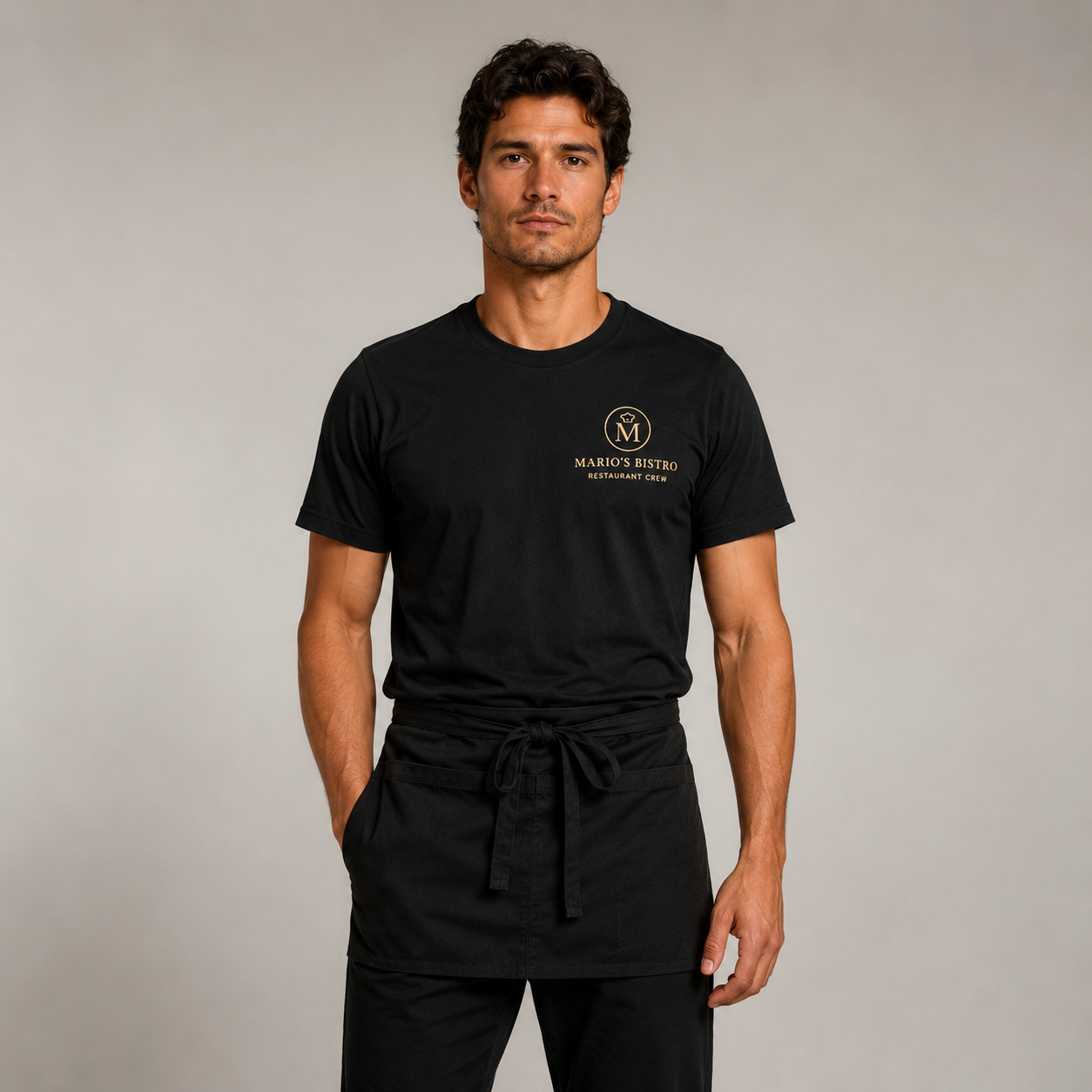 Restaurant Staff T-Shirt – Front & Back Logo Uniform Shirt for Cafe & Bar Crew