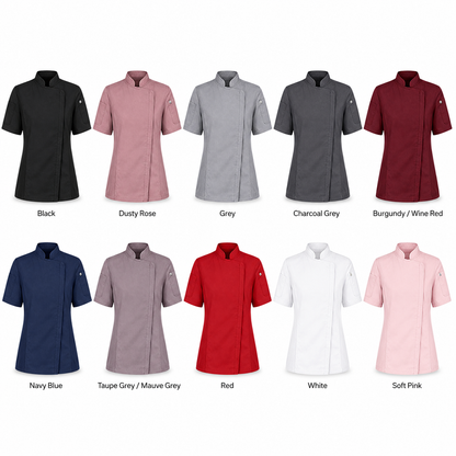 Women’s Short Sleeve Chef Jacket – Logo Service Uniform Jacket