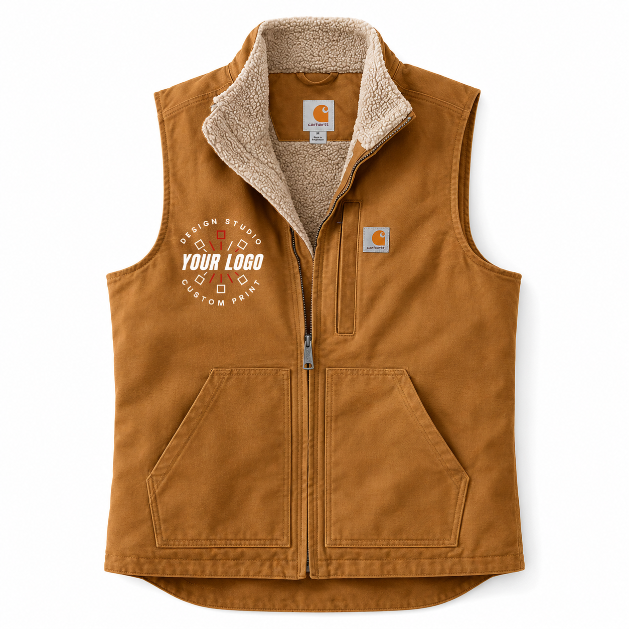 Custom Carhartt Sherpa-Lined Vest with Logo – Mock Neck Workwear Vest