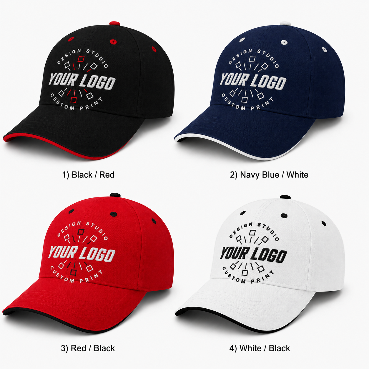Custom Embroidered Contrast Trim Brushed Cotton Cap