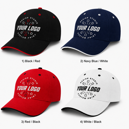 Custom Embroidered Contrast Trim Brushed Cotton Cap
