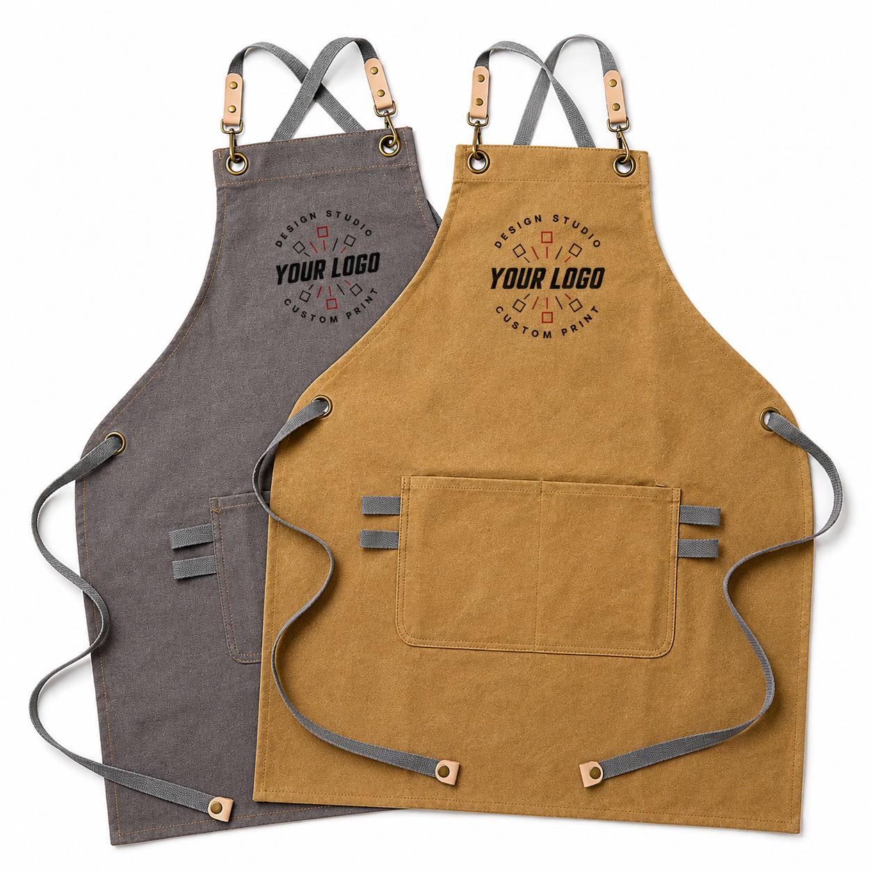 Canvas Leather Apron with Logo – Handmade Work Apron for Chefs & Makers