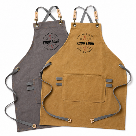 Canvas Leather Apron with Logo – Handmade Work Apron for Chefs & Makers