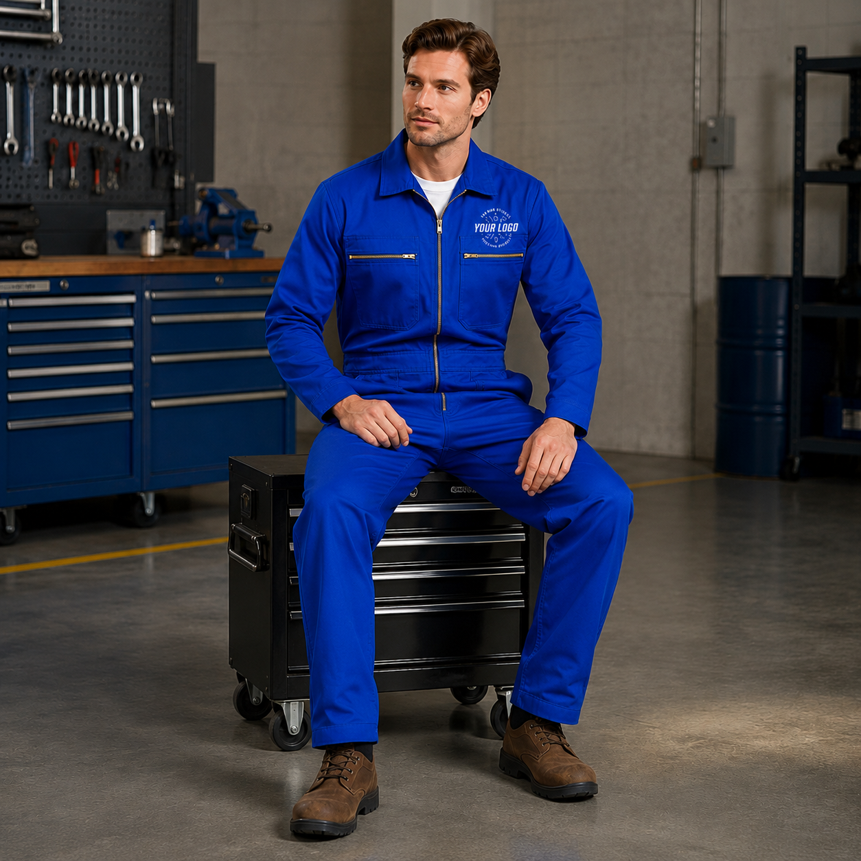Cleaning Coverall Uniform with Logo – Royal Blue Janitorial Workwear