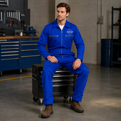Cleaning Coverall Uniform with Logo – Royal Blue Janitorial Workwear