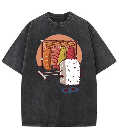 Washed Sushi Graphic Streetwear Tee