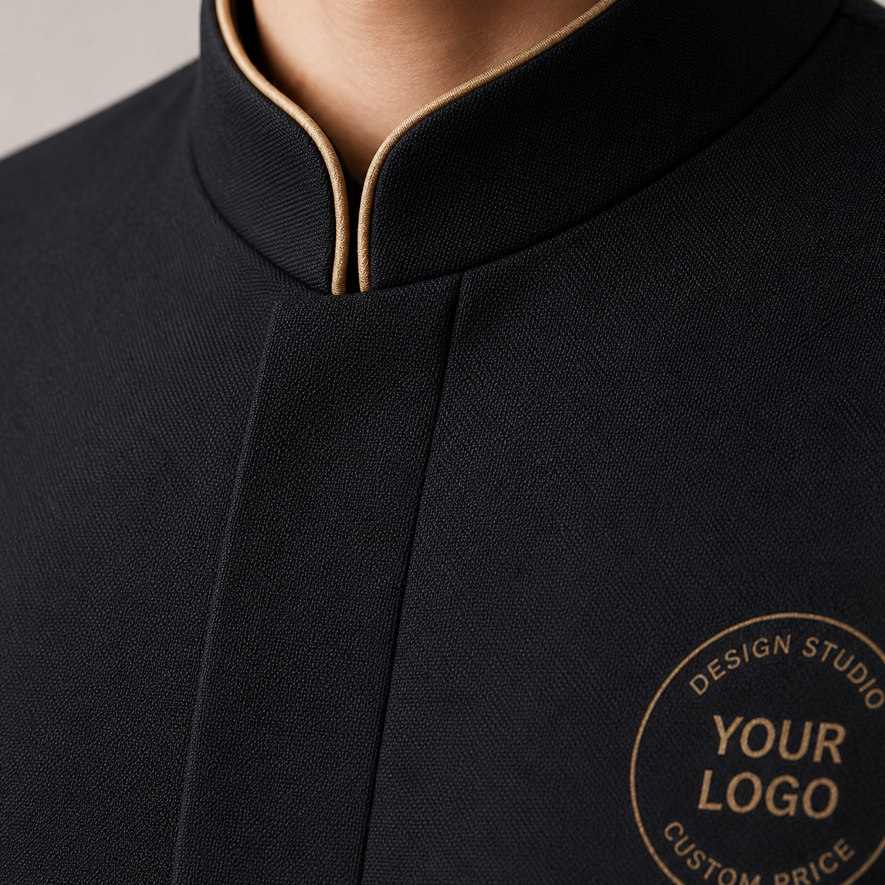 Men’s Hotel Doorman Uniform with Logo – Black Gold Concierge Outfit