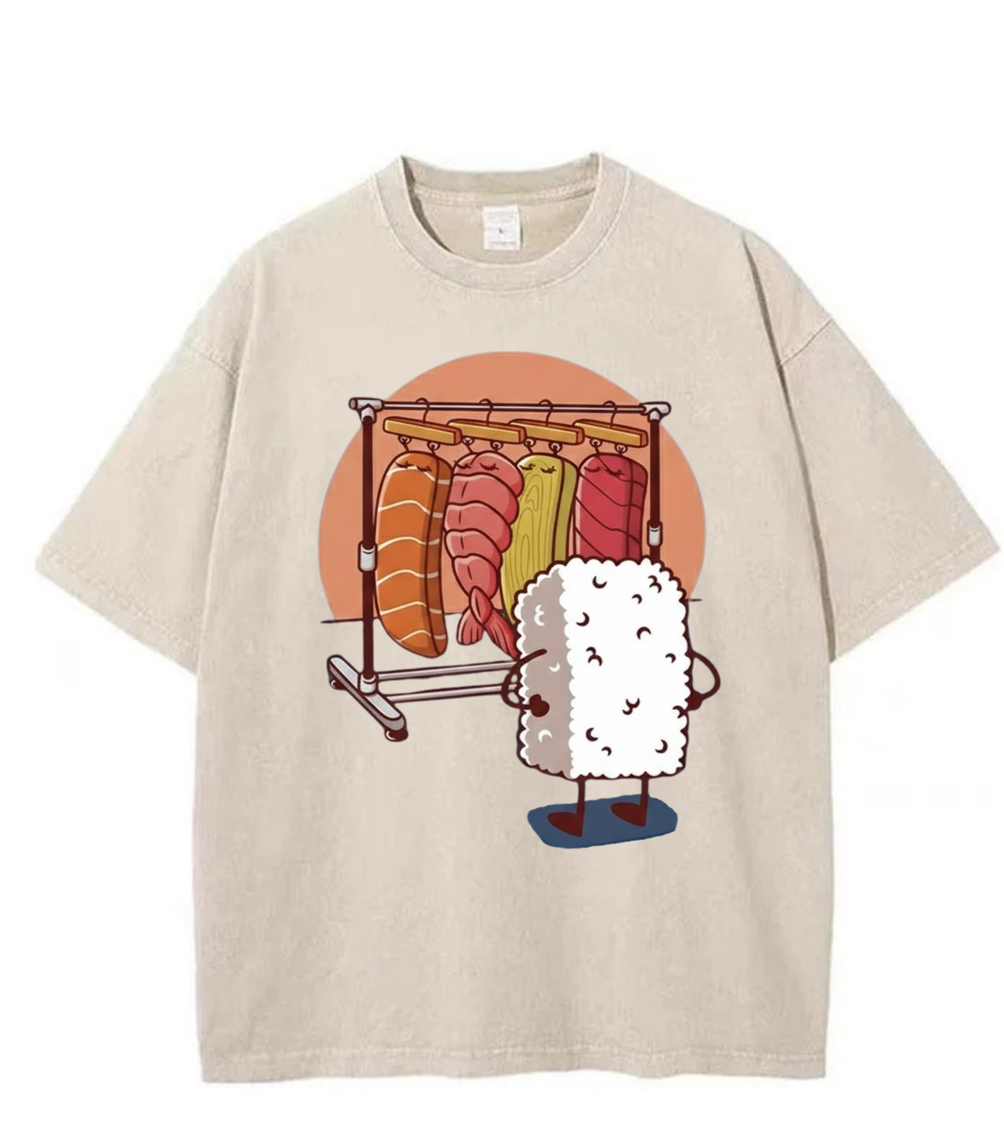 Washed Sushi Graphic Streetwear Tee