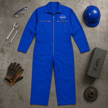 Cleaning Coverall Uniform with Logo – Royal Blue Janitorial Workwear