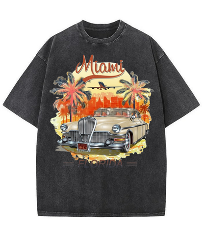 Washed Miami Florida Vintage Graphic Streetwear Tee