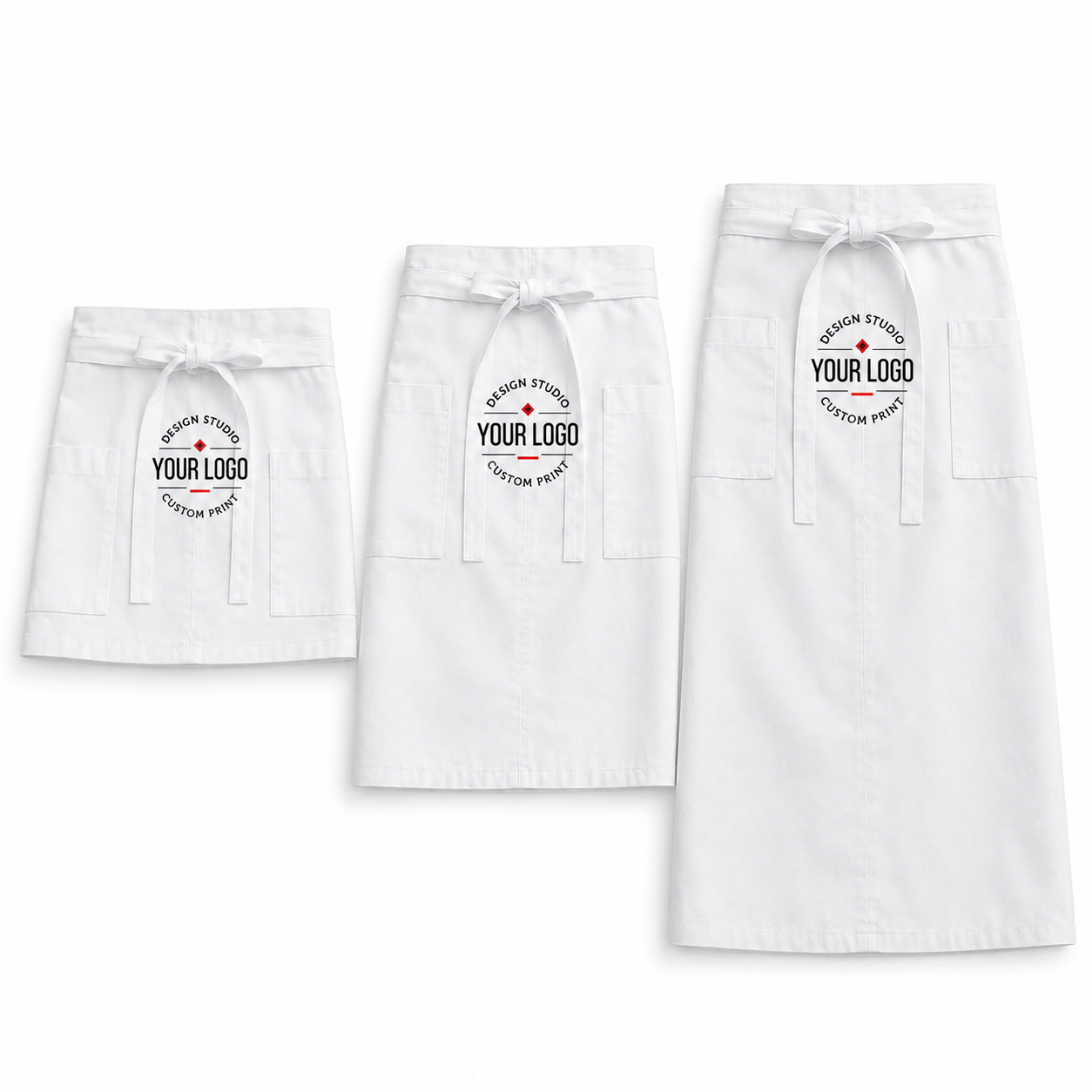 Logo Waist Apron – Professional 3-Length Apron for Restaurants, Cafes & Salons