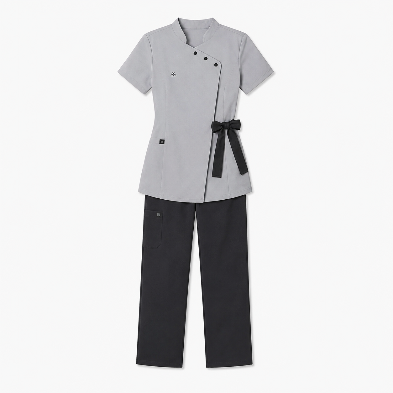 Women’s Spa Scrub Uniform Set – Logo Wrap Top & Pants