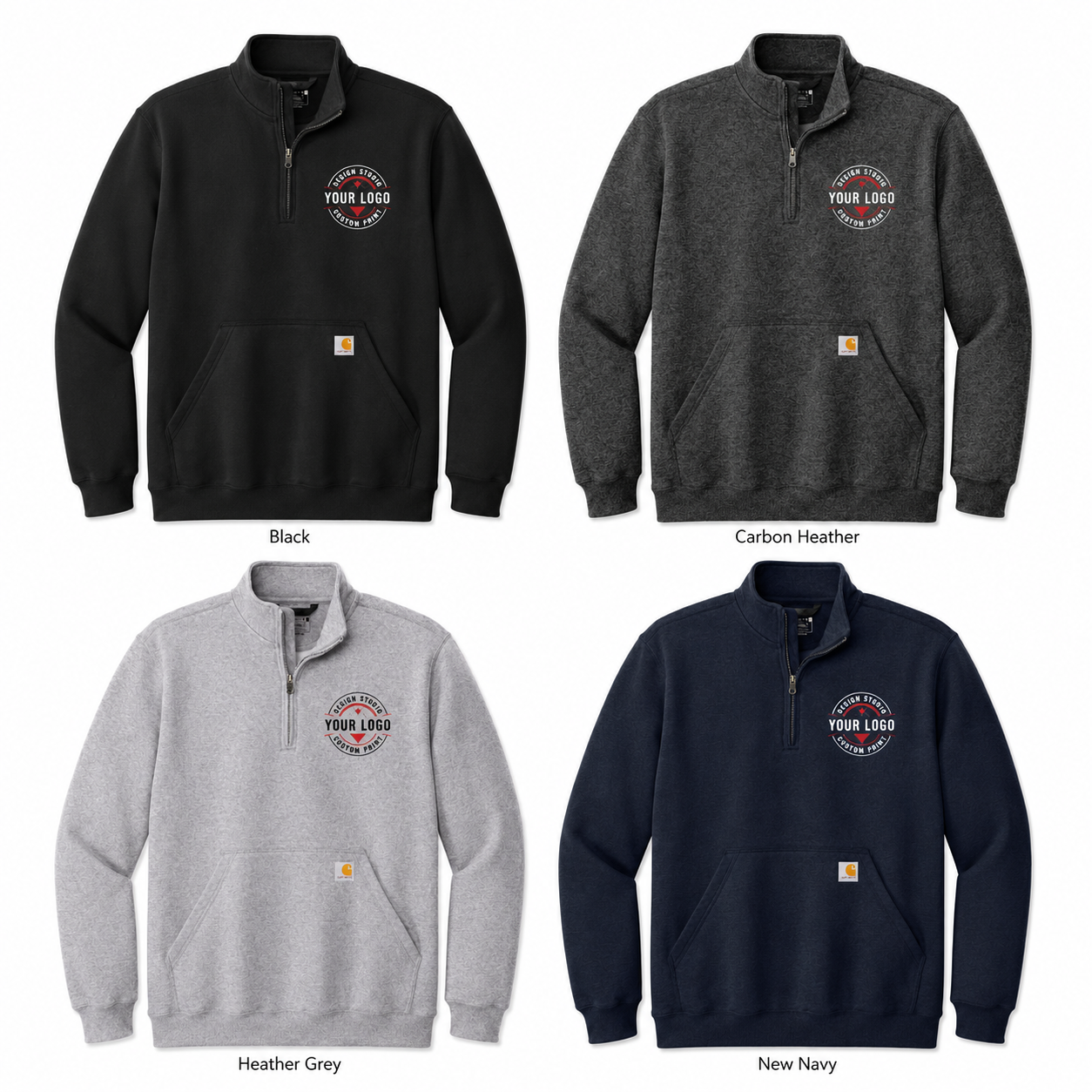 Custom Carhartt 1/4-Zip Sweatshirt with Logo – Midweight Mock Neck Workwear Pullover