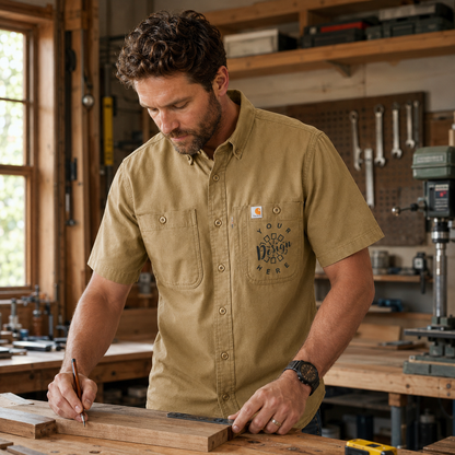 Carhartt Work Shirt with Logo – Short Sleeve Button-Down Uniform Shirt