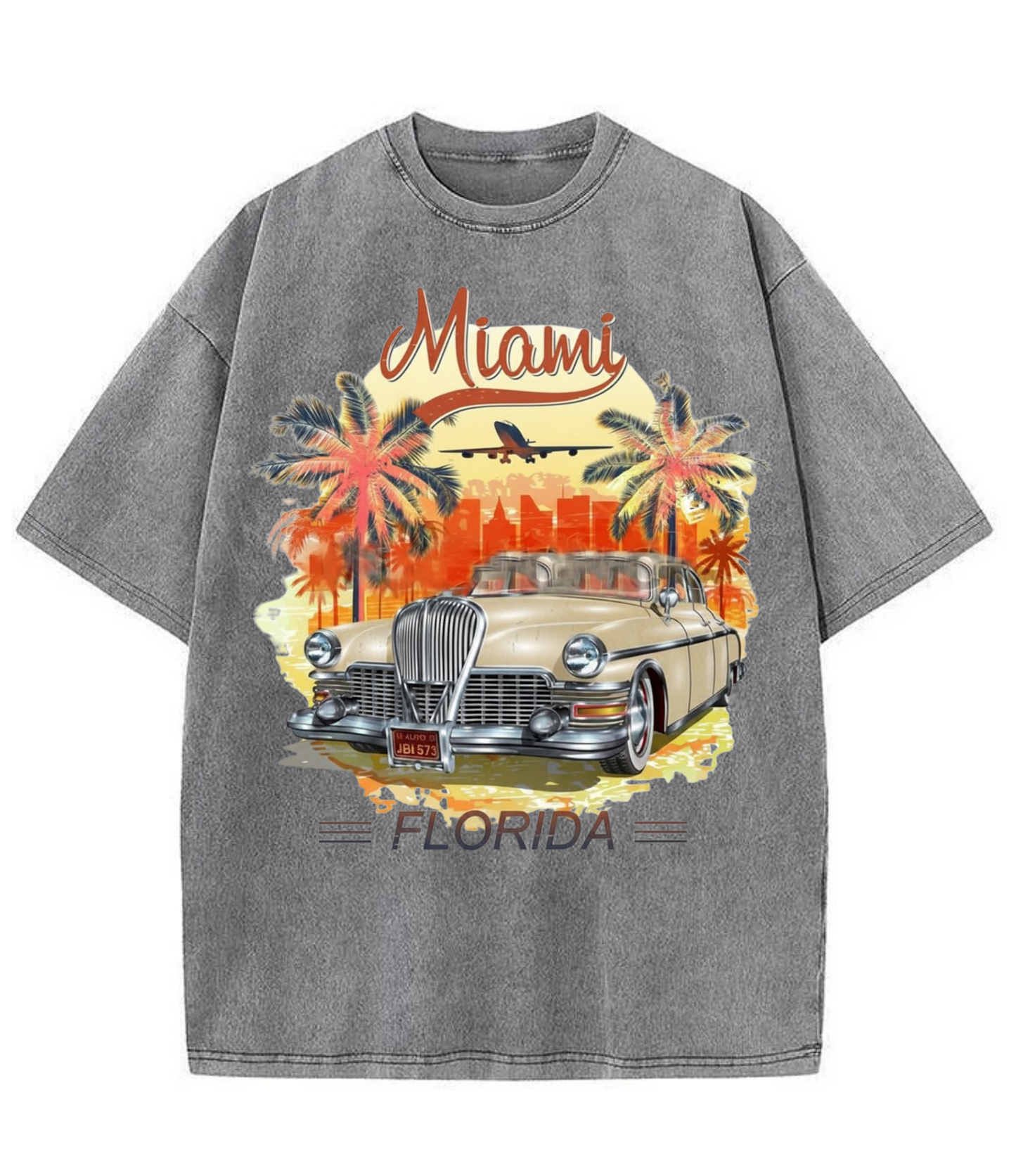 Washed Miami Florida Vintage Graphic Streetwear Tee