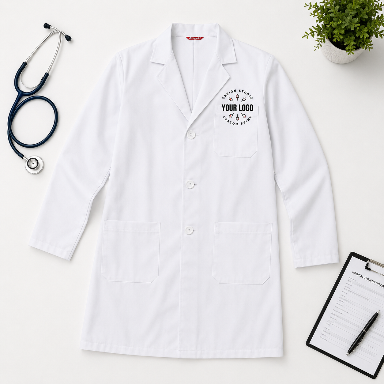 White Lab Coat with Name – Personalized Medical Coat for Doctors & Clinics