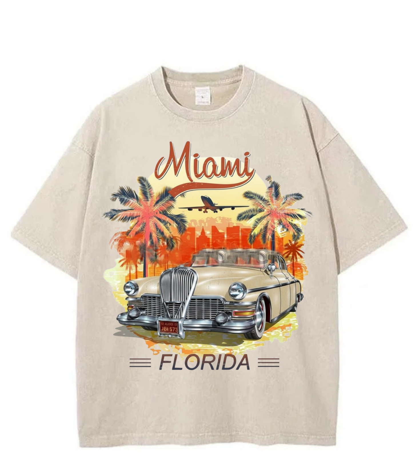 Washed Miami Florida Vintage Graphic Streetwear Tee