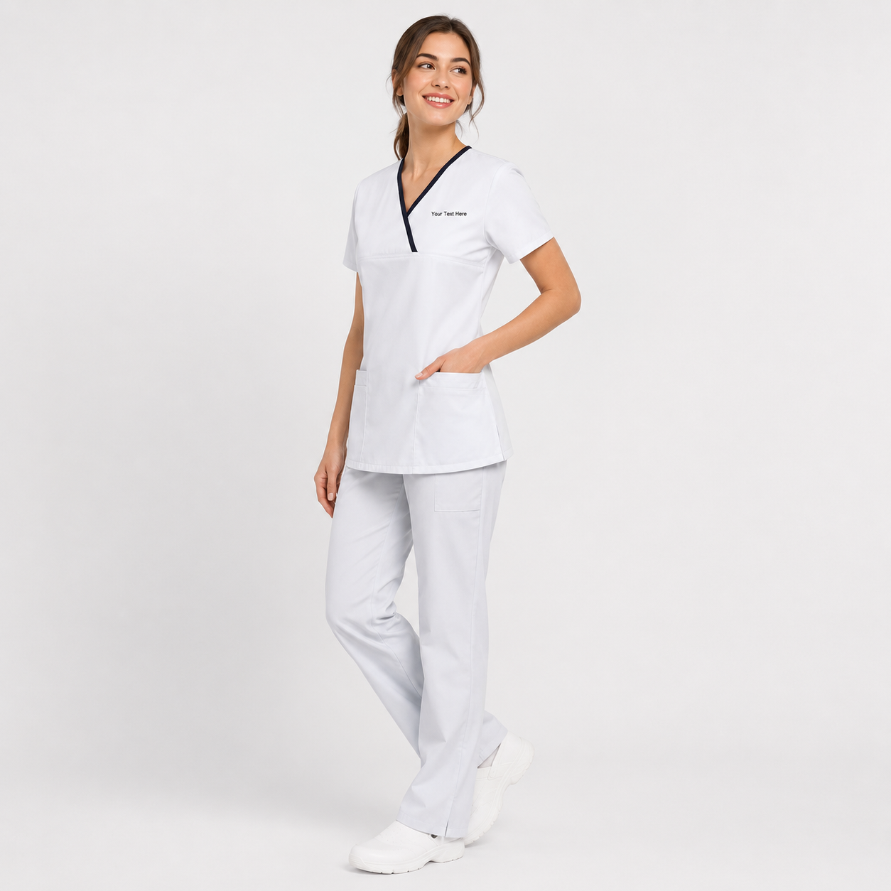 Personalized Women’s Medical Scrub Top – Embroidered Healthcare Uniform Shirt