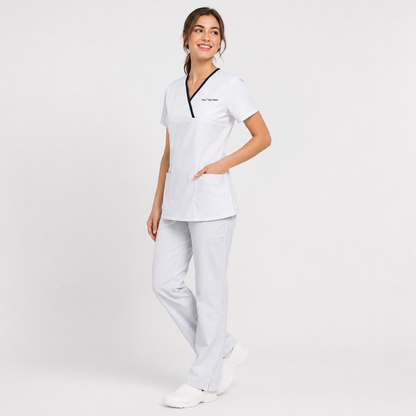 Personalized Women’s Medical Scrub Top – Embroidered Healthcare Uniform Shirt