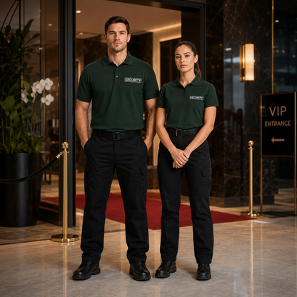 Security Polo Shirt with Front & Back Print – Professional Guard Uniform