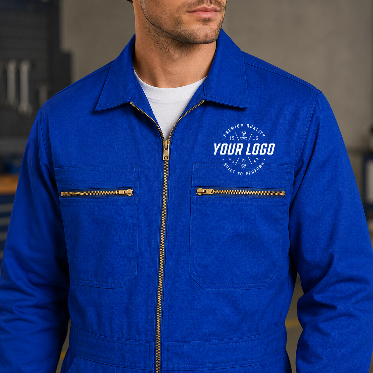 Cleaning Coverall Uniform with Logo – Royal Blue Janitorial Workwear