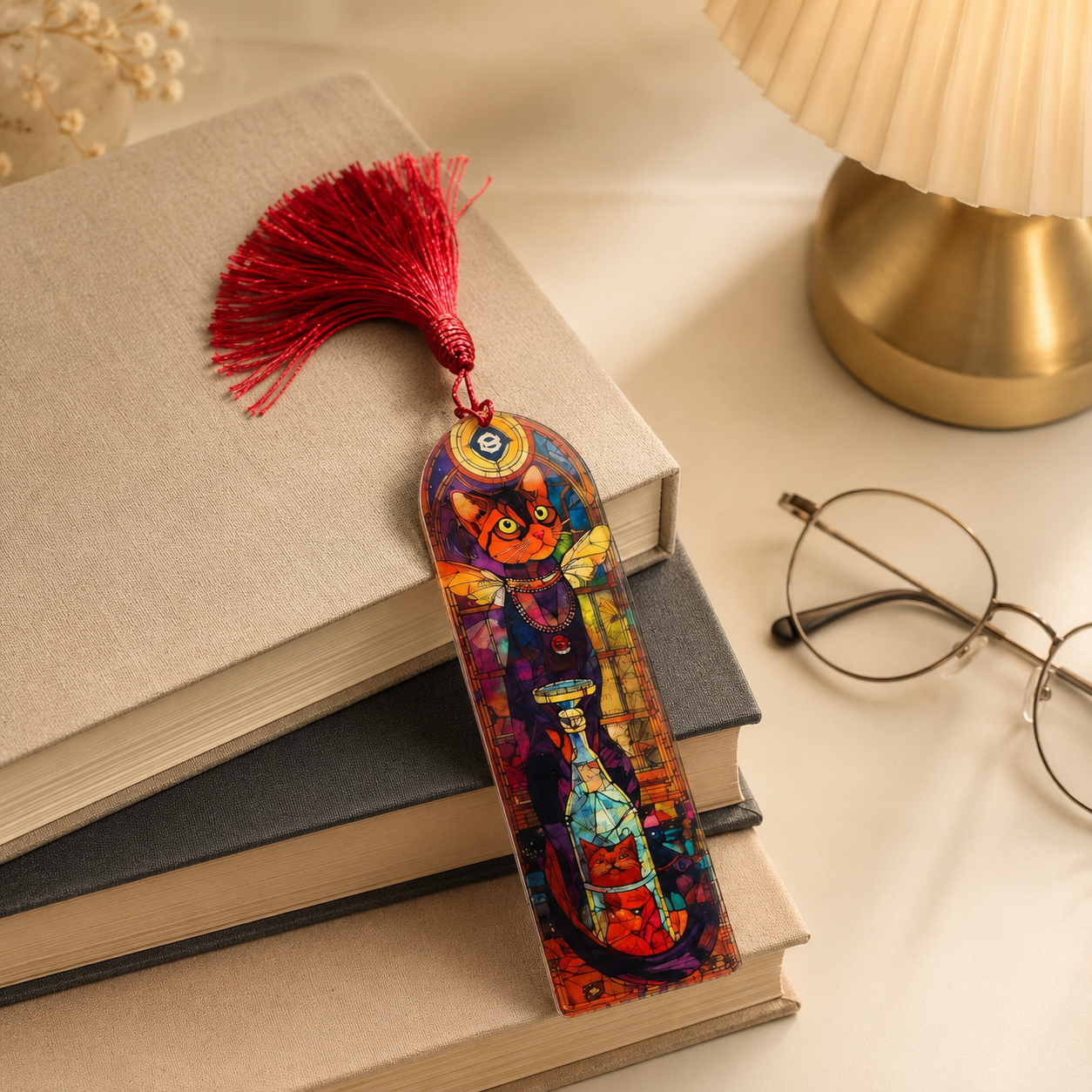 Stained Glass Cat Acrylic Suncatcher Bookmark