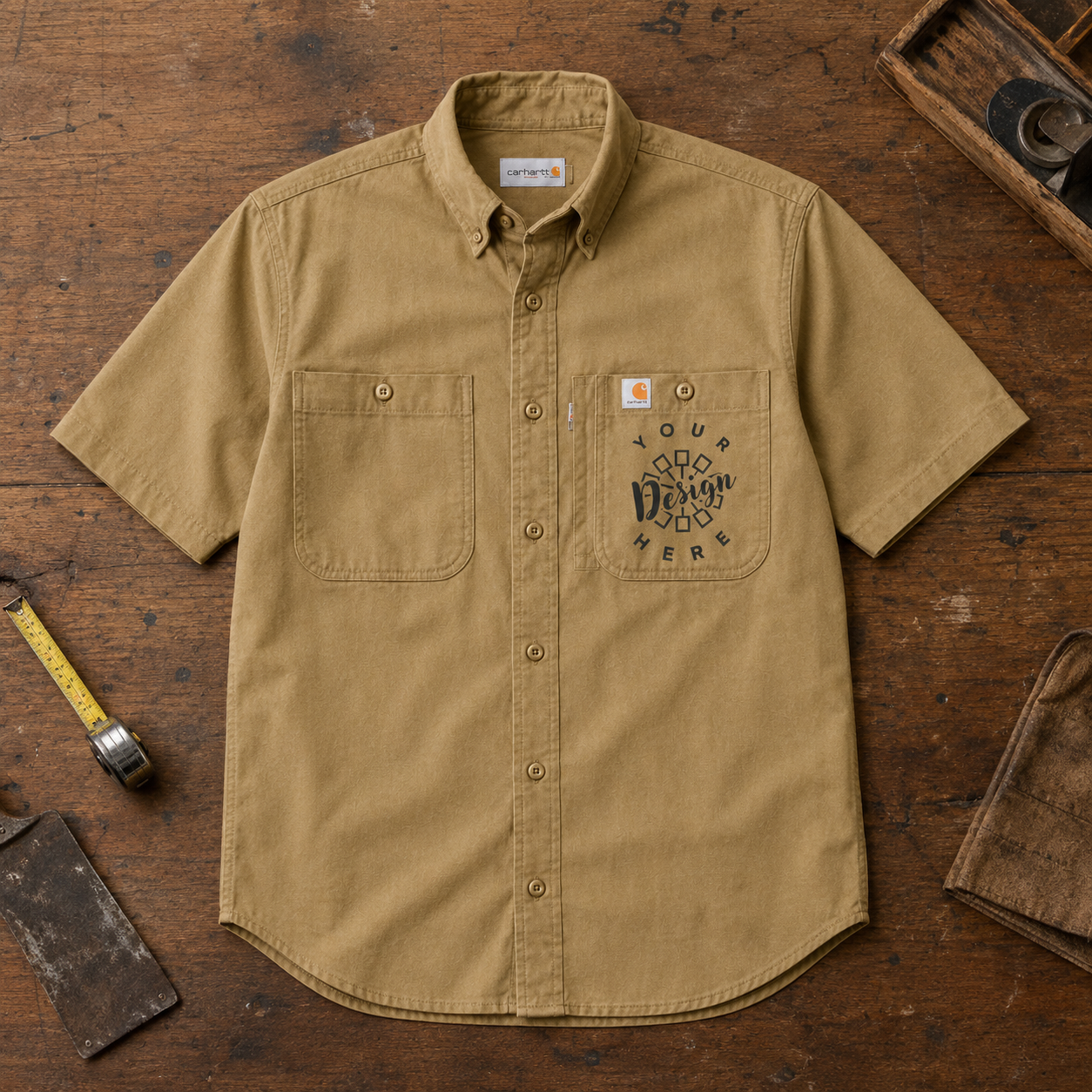 Carhartt Work Shirt with Logo – Short Sleeve Button-Down Uniform Shirt