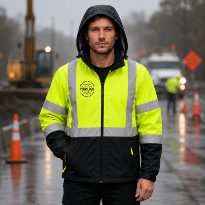 Custom ANSI Class 3 Safety Windbreaker with Logo – CornerStone CSJ25 Hi-Vis Work Jacket
