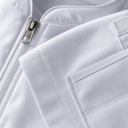 Unisex Zip-Front Chef Coat – Short Sleeve Kitchen Uniform with Logo