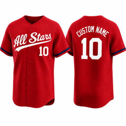 Personalized Baseball Jersey, Custom Name and Number Shirt, All Stars Team Jersey, Game Day Button Up Shirt, Sports Fan Jersey, Team Uniform