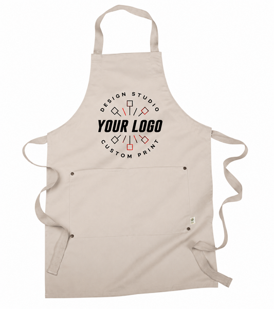 Sustainable Chef Apron – Recycled Material Logo Apron with Front Pocket