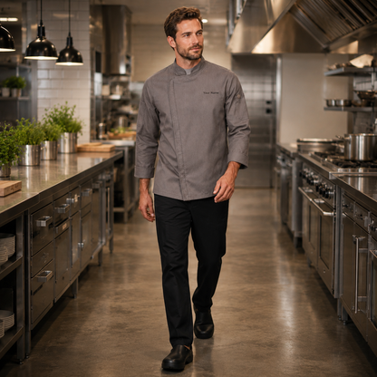 Long Sleeve Chef Jacket – Modern Kitchen Service Coat with Logo