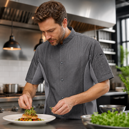 Unisex Mesh Panel Chef Coat – Breathable Kitchen Uniform with Logo