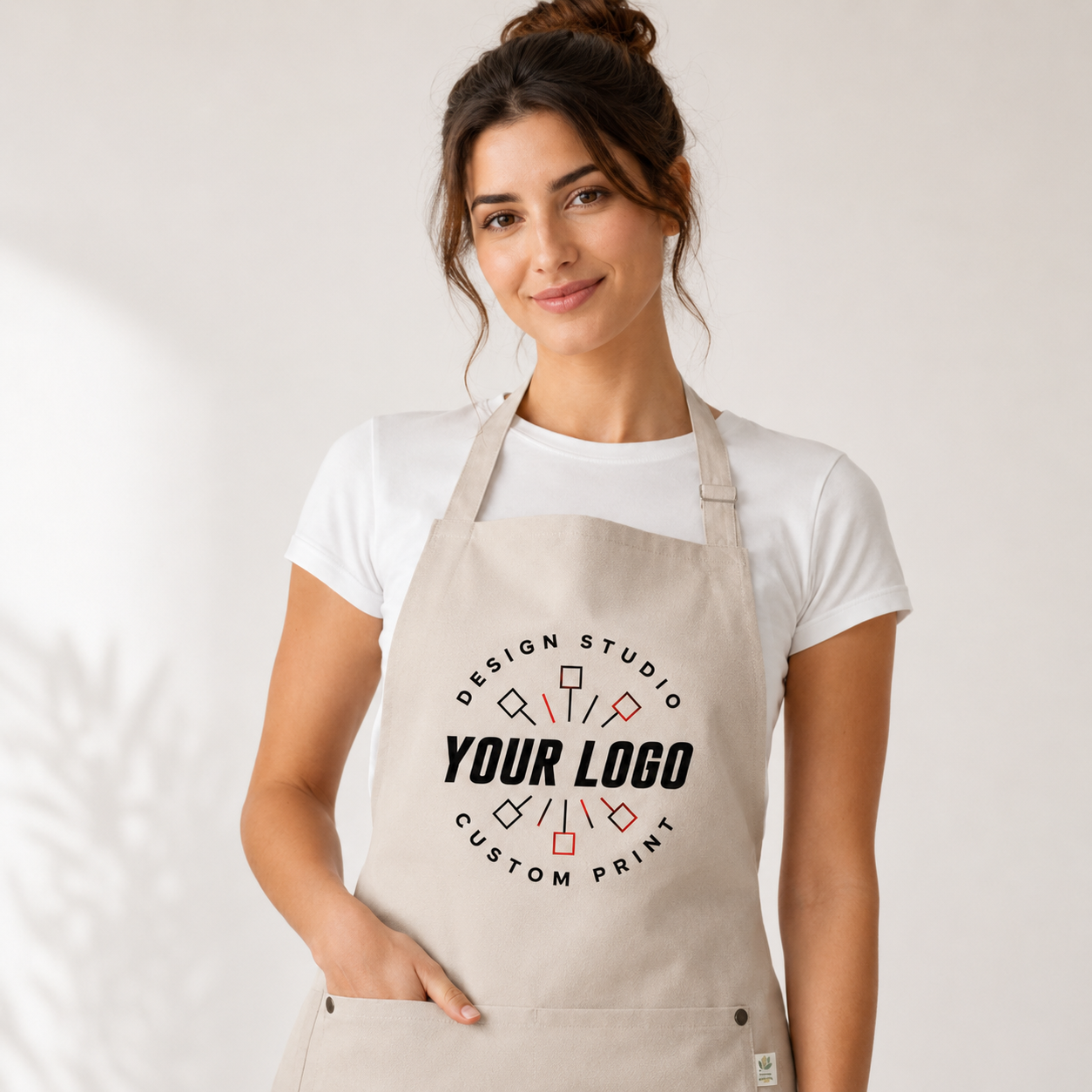 Sustainable Chef Apron – Recycled Material Logo Apron with Front Pocket