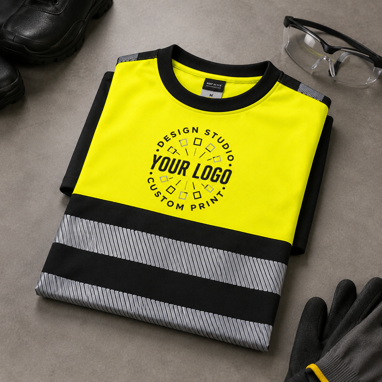 Custom High-Visibility Work T-Shirt with Logo – Reflective Safety Shirt for Outdoor Teams